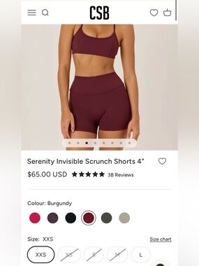 CSB burgundy shorts size XS